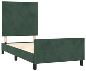 Estrutura de cama c/ cabeceira 80x200 cm veludo verde-escuro