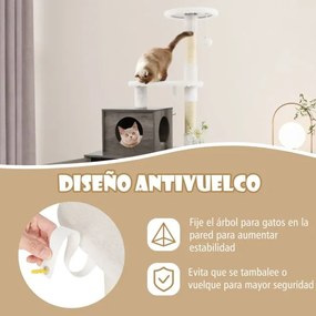 Caixa de areia para Gatos 2 em 1 com arranhador para Gatos, com esconderijo e divisão 77,5 x 49 x 132 cm Cinzento