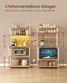Armário de cozinha com iluminação e 3 tomadas, 1 porta USB-A e 1 porta USB-C 40 x 80 x 168,4 cm Branco e natural