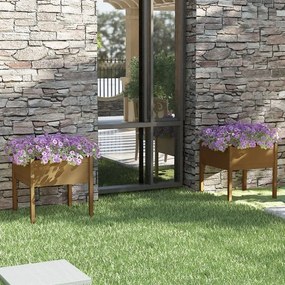 vidaXL Vaso/floreira jardim 2 pcs 70x70x70cm pinho maciço castanho mel