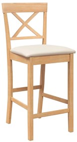 Bancos de bar com almofadões 2pcs madeira de seringueira maciça