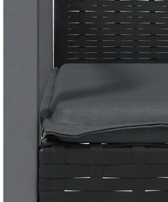 Cadeiras jardim c/ almofadões 6 pcs 56,5x57x83 cm vime PE preto