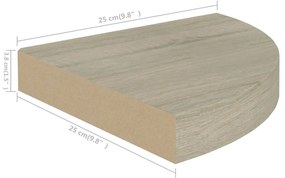 Prateleiras canto suspensas 2 pcs 25x25x3,8cm MDF cor carvalho