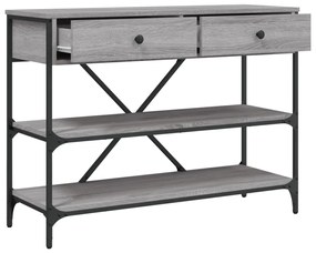 Mesa consola gavetas/prateleiras deriv. madeira cinzento sonoma