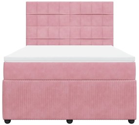 Cama com molas/colchão 160x200 cm veludo rosa