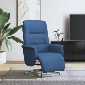 vidaXL Cadeira reclinável c/ apoio de pés tecido azul