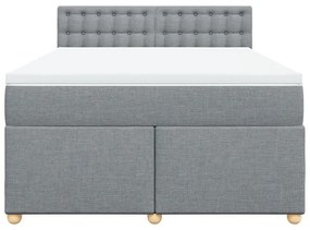 Cama com molas/colchão 140x200 cm tecido cinzento-claro