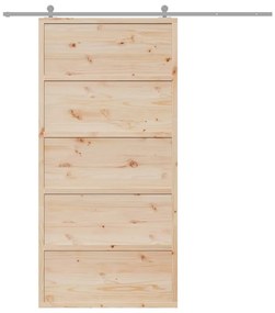 Porta de celeiro 100x208 cm madeira de pinho maciça