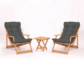 Conjunto de Mesa e Cadeiras de Jardim My007 – Cinzento Natural – Mesa