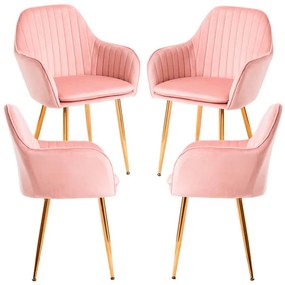 Pack 4 Cadeiras Chic Golden - Rosa