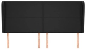 Cabeceira de cama c/ abas couro artif. 163x23x118/128 cm preto