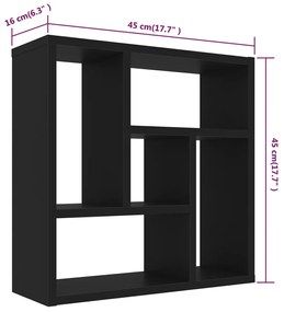 Estante de parede 45,1x16x45,1 cm derivados de madeira preto