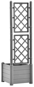 Vaso/floreira de jardim com treliça 43x43x142 cm PP cinza pedra