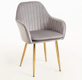 Cadeira Lucy em Veludo - Cinzento - Design Nórdico