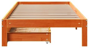 Estrutura de cama c/ gavetas 75x190cm pinho maciço castanho-mel