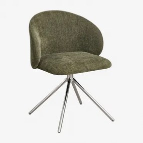 Cadeira De Jantar Giratória Estofada Gryon Chenille Verde Sálvia - Sklum