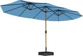Outsunny Guarda-sol Duplo de Jardim 5x3 m Guarda-sol Exterior com Base Incluída Manivela Proteção UV Azul | Aosom Portugal