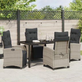 Conjunto de Jantar de Jardim de 5 Peças Cinza Claro Rattan Poly