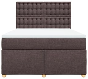 Cama com molas/colchão 140x200 cm tecido castanho-escuro