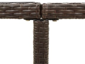 Mesa de jardim 109x107x74 cm vime PE e vidro castanho