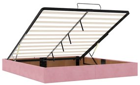 Estrutura de cama otomana com colchões 160x200 cm veludo rosa