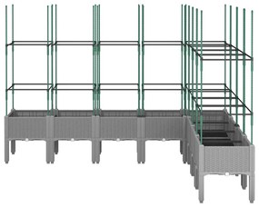 Vaso/floreira jardim c/ treliça 200x160x142,5 cm PP cinza-claro