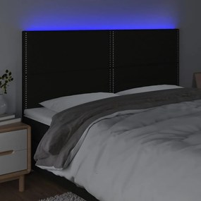 Cabeceira de cama c/ luzes LED tecido 160x5x118/128 cm preto