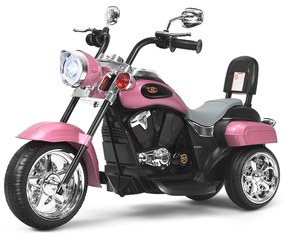 Motocicleta estilo chopper para crianças,  movida a bateria 6v com música Rosa