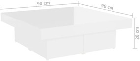 Mesa de centro 90x90x28cm derivados de madeira branco brilhante