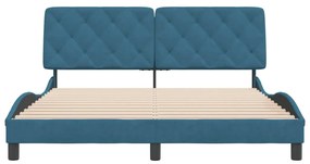 Estrutura de cama c/ cabeceira 160x200 cm veludo azul
