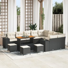 Conjunto de Sofás para Jardim vidaXL de 13 Peças com Almofadas Preto R