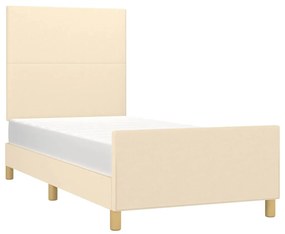 Estrutura de cama sem colchão 100x200 cm tecido cor creme