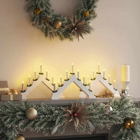 vidaXL Ponte de Vela de Natal com 7 LEDs 3 pcs Branco 39.5 x 5 x 29 cm