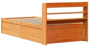 Estrutura cama c/ cabeceira 90x190 cm pinho maciço castanho-mel