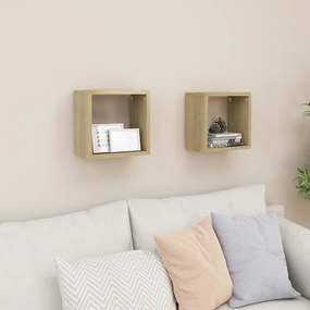 Prateleiras de parede em forma de cubo 2 pcs 26x15x26 cm sonoma