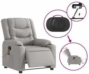 Poltrona massagens reclinável elétrica tecido cinzento-nublado