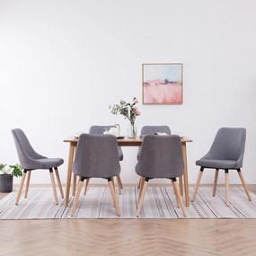 vidaXL Cadeiras de jantar 6 pcs tecido cinzento-claro