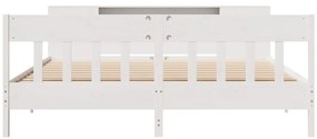 Cama com estante sem colchão 180x200 cm pinho maciço branco