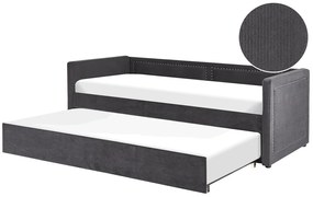 Cama dupla em bombazine cinzento escuro 90 x 200 cm MIMIZAN Beliani