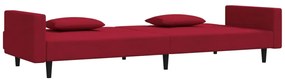 Sofá-cama 2 lugares com duas almofadas veludo vermelho tinto