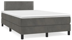 Cama boxspring com colchão 120x190 cm veludo cinzento-escuro