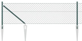 Conjunto de Postes de Cerca Verde 0.6 x 10 m Aço Galvanizado