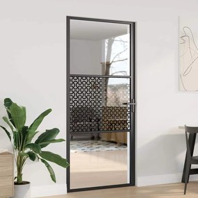 vidaXL Porta Interna Preto 93 x 201.5 cm Vidro Temperado, Alumínio