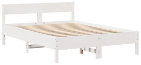 Cama com estante sem colchão 140x200 cm pinho maciço branco