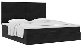 Estrutura de cama otomana com colchões 160x200 cm veludo preto