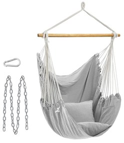 Cadeira Suspensa SONGMICS GDC187G01, Cadeira Suspensa com 2 Almofadas, Corrente de Metal, Carga Máxima 150 kg, Uso Interno e Externo, Sala de Estar, Quarto, Cinza