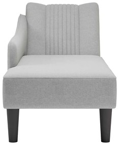 Chaise lounge com apoio de braço direito em tecido cinza nuvem