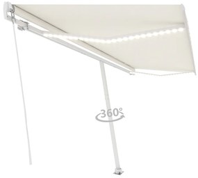 Toldo retrátil manual com LED 500x300 cm cor creme