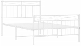 Estrutura de cama com cabeceira e pés 100x200 cm metal branco