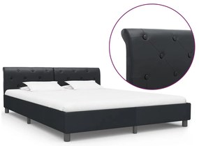Estrutura de cama 160x200 cm couro artificial preto